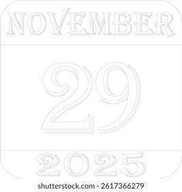 November calendar 2025 line art icon.Simple design for business,print media,advertisement.Calendar Event schedule date icon on white background.Agenda plan,nov month schedule calendar and Time planner