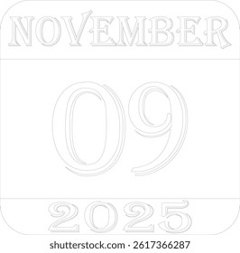 November calendar 2025 line art icon.Simple design for business,print media,advertisement.Calendar Event schedule date icon on white background.Agenda plan,nov month schedule calendar and Time planner