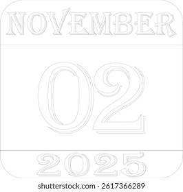 November calendar 2025 line art icon.Simple design for business,print media,advertisement.Calendar Event schedule date icon on white background.Agenda plan,nov month schedule calendar and Time planner