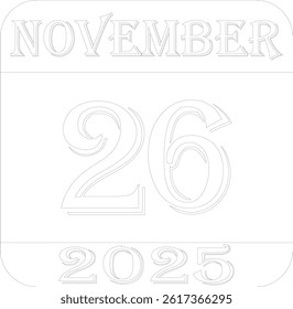 November calendar 2025 line art icon.Simple design for business,print media,advertisement.Calendar Event schedule date icon on white background.Agenda plan,nov month schedule calendar and Time planner