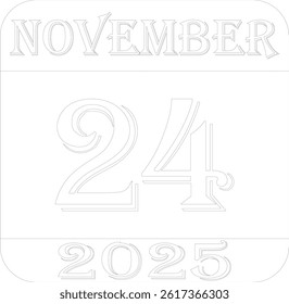 November calendar 2025 line art icon.Simple design for business,print media,advertisement.Calendar Event schedule date icon on white background.Agenda plan,nov month schedule calendar and Time planner