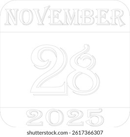 November calendar 2025 line art icon.Simple design for business,print media,advertisement.Calendar Event schedule date icon on white background.Agenda plan,nov month schedule calendar and Time planner