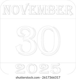 November calendar 2025 line art icon.Simple design for business,print media,advertisement.Calendar Event schedule date icon on white background.Agenda plan,nov month schedule calendar and Time planner