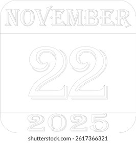 November calendar 2025 line art icon.Simple design for business,print media,advertisement.Calendar Event schedule date icon on white background.Agenda plan,nov month schedule calendar and Time planner