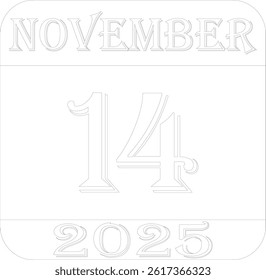 November calendar 2025 line art icon.Simple design for business,print media,advertisement.Calendar Event schedule date icon on white background.Agenda plan,nov month schedule calendar and Time planner