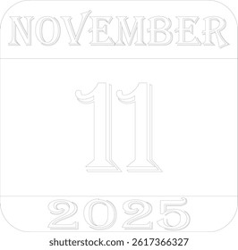 November calendar 2025 line art icon.Simple design for business,print media,advertisement.Calendar Event schedule date icon on white background.Agenda plan,nov month schedule calendar and Time planner