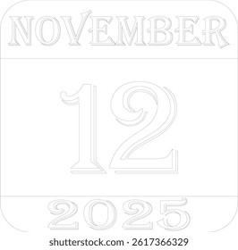 November calendar 2025 line art icon.Simple design for business,print media,advertisement.Calendar Event schedule date icon on white background.Agenda plan,nov month schedule calendar and Time planner