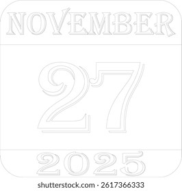 November calendar 2025 line art icon.Simple design for business,print media,advertisement.Calendar Event schedule date icon on white background.Agenda plan,nov month schedule calendar and Time planner