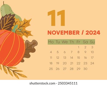 November Kalender, Herbst gemütlich Kalender