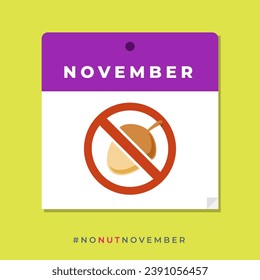 Calendario de noviembre con un signo de advertencia para No Nut.