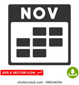 November Calendar Grid icon. Vector EPS illustration style is flat iconic symbol, gray color.