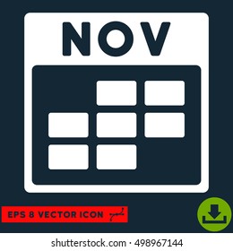 November Calendar Grid icon. Vector EPS illustration style is flat iconic symbol, white color.
