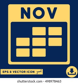 November Calendar Grid icon. Vector EPS illustration style is flat iconic symbol, yellow color.