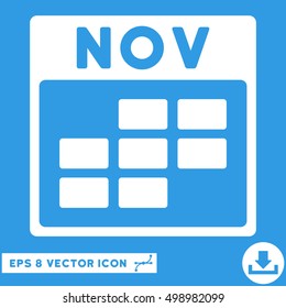 November Calendar Grid icon. Vector EPS illustration style is flat iconic symbol, white color.