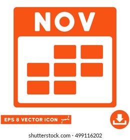 November Calendar Grid icon. Vector EPS illustration style is flat iconic symbol, orange color.
