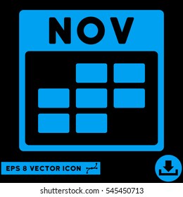November Calendar Grid icon. Vector EPS illustration style is flat iconic symbol, blue color.
