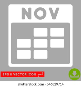 November Calendar Grid icon. Vector EPS illustration style is flat iconic symbol, white color.