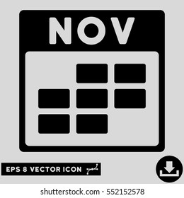 November Calendar Grid icon. Vector EPS illustration style is flat iconic symbol, black color.