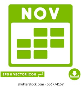 November Calendar Grid icon. Vector EPS illustration style is flat iconic symbol, eco green color.