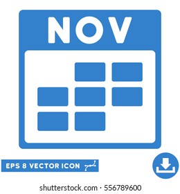 November Calendar Grid icon. Vector EPS illustration style is flat iconic symbol, cobalt color.