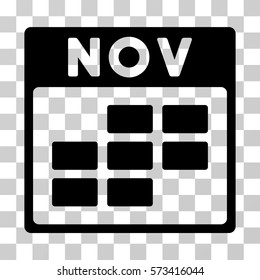 November Calendar Grid icon. Vector illustration style is flat iconic symbol, black color, transparent background. Designed for web and software interfaces.