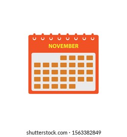 November Calendar Icon Set. Flat style vector EPS.