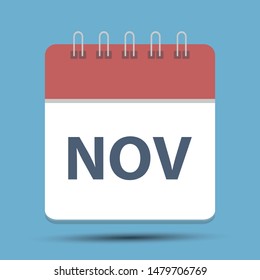 November calendar icon - Calendar sign - November month symbol - Date or event reminder sign. - Business vector illustration.