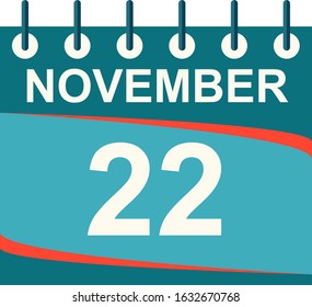 November calendar per day / vector/ 22 November