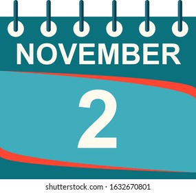 November calendar per day / vector/ 2 November