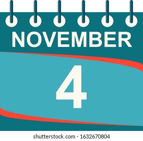 November calendar per day / vector/ 4 November