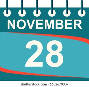 November calendar per day / vector/ 28 November