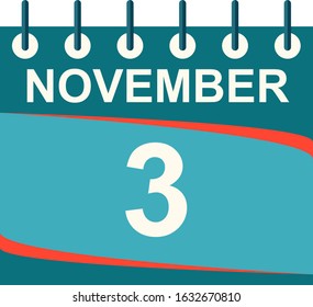 November calendar per day / vector/ 3 November