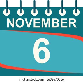 November calendar per day / vector/ 6 November