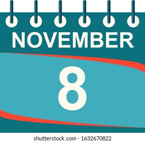 November calendar per day / vector/ 8 November