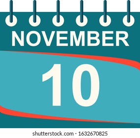 November calendar per day / vector/ 10 November