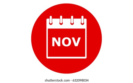 November Calendar Red Vector Icon