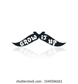November cancer awareness Vector icon. Mustache and hand lettering text symbolize. Vector poster or banner for no shave social solidarity November event against man prostate cancer campaign.