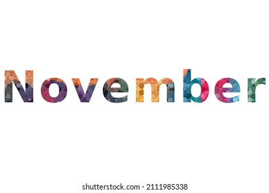 November. Colorful Typography Text Banner. Vector The Word November