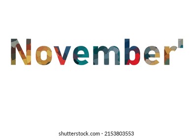 november. Colorful typography text banner. Vector the word november
