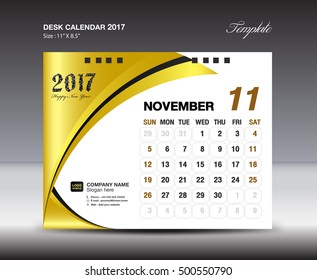 November Desk Calendar 2017 Design Template, calendar 2017