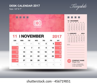 NOVEMBER Desk Calendar 2017 Template for business