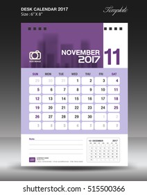 November Desk calendar 2017 year, corporate business flyer design,Size 6x8 inch vertical