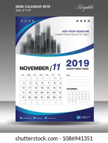 NOVEMBER Desk Calendar 2019 Template flyer design vector