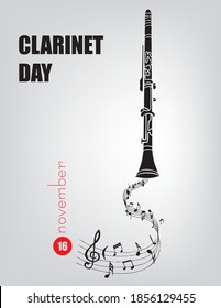 November event invitation - Clarinet day. Vector illustration.