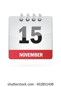 November Fifteen. Calendar Icon