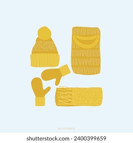 November - Flat Illustration Of The Month - Piece Of A Calendar