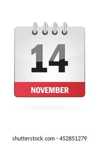 November Fourteen. Calendar Icon