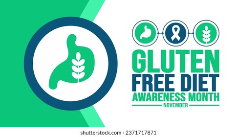 November is Gluten Free Diet Awareness Month background template. Holiday concept. background, banner, placard, card, and poster design template with text inscription and standard color. vector