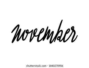 November Hand Lettering On White Background Stock Vector (Royalty Free ...