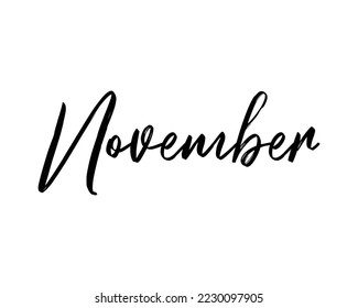 November hand writing word creative design vector template.